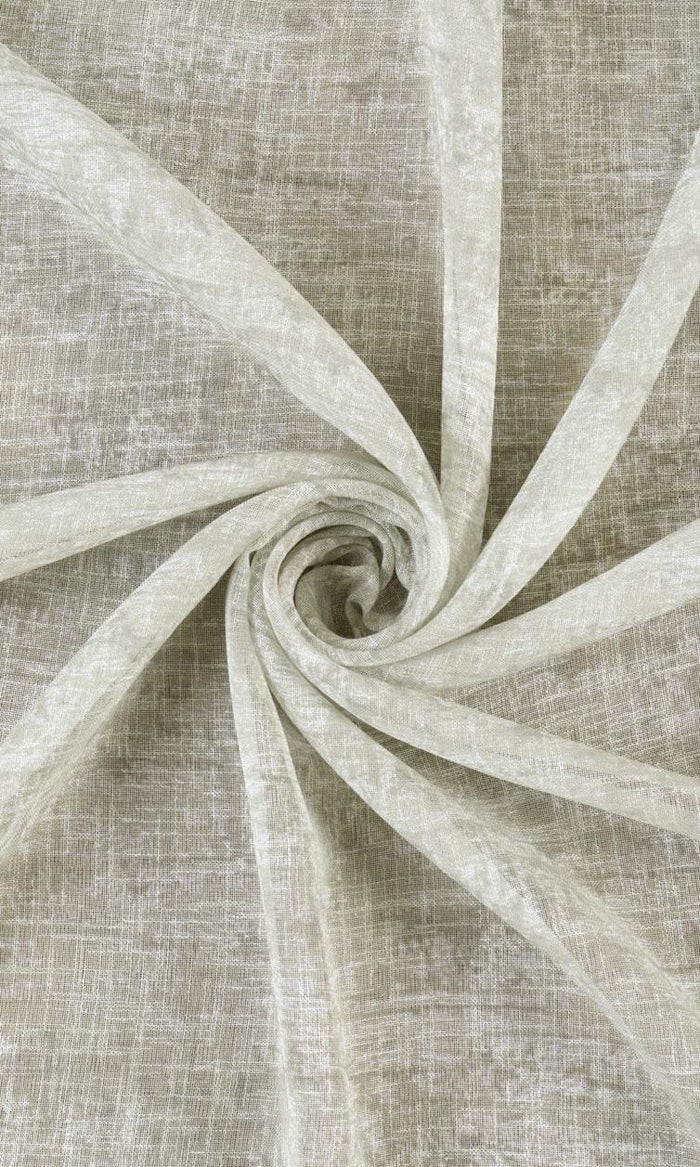Textured Sheer Pinch Pleat, Rod Pocket, Eyelet Curtains (Grey-Green)