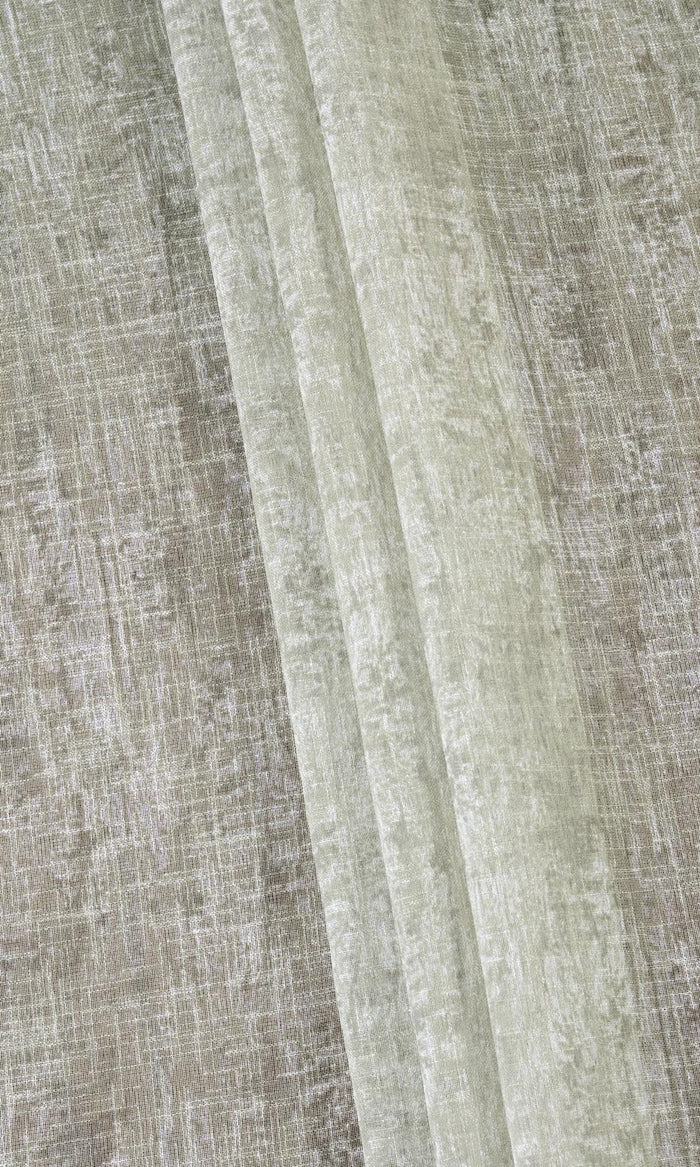 Textured Sheer Curtains (Grey-Green) Extra Long Short Wide