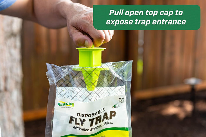 RESCUE! Disposable Fly Trap Outdoor Catches 20,000 Flies No Poison 24 Traps