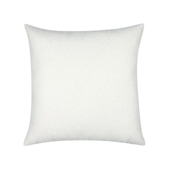 Back image of Ivory textured pillow with indigo velour details in square size for chic indoor and outdoor decor