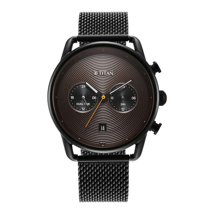 Retro Black Dial Black Stainless Steel Mesh Strap Watch 1860NM01