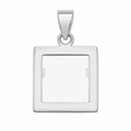 Rhodium Plated 925 Silver Dainty Square Picture Frame Pendant - SPP00082