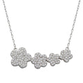 Silver 925 Rhodium Plated 4 Graduated CZ Encrusted Flower Necklace - STP01537 | Silver Palace Inc.