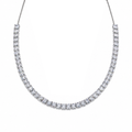 Rhodium Plated 925 Sterling Silver Adjustable CZ Bridal Tennis Necklace - BGP01255