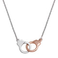 Silver 925 Rhodium and Rose Gold Plated Handcuff Pendant Necklace - SOP00085 | Silver Palace Inc.