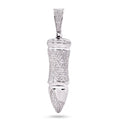 Rhodium Plated 925 Sterling Silver Bullet Clear CZ Pendant - SLP00403