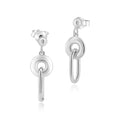 Rhodium Plated 925 Sterling Silver Dangling Donut Paperclip Stud Earrings - ITE00095-RH