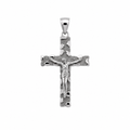 Rhodium Plated 925 Sterling Silver Diamond Cut Jesus Crucifix Nugget Cross Pendant - TGP00008