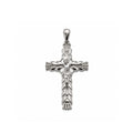 Rhodium Plated 925 Sterling Silver Diamond Cut Ornate Faceted Cross Pendant - TGP00006 | TGP00007