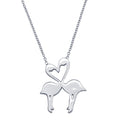 Silver 925 Rhodium Plated Flat Flamingo Pendant Necklace - SOP00086 | Silver Palace Inc.