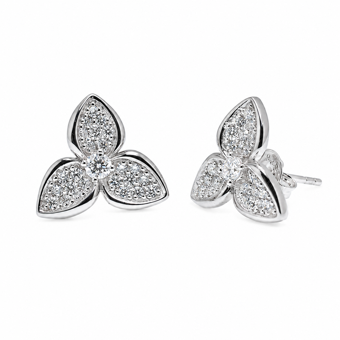 Rhodium Plated 925 Sterling Silver Lab Grown Diamond Marquise Cluster Earrings - LGME00019
