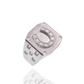 Rhodium Plated 925 Sterling Silver Men's Horseshoe Clear CZ Ring - GMR00439