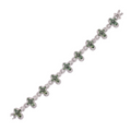 Rhodium Plated 925 Sterling Silver Moissanite Infinity Cross Bracelet - MGMB00113 #color_green