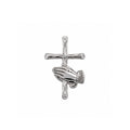 Rhodium Plated 925 Sterling Silver Praying Hands Cross Pendant - TGP00012
