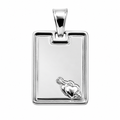 Rhodium Plated 925 Sterling Silver Rectangular Engravable Heart & Arrow Pendant- SPP00118