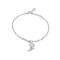 Rhodium Plated 925 Sterling Silver Rolo Donut Bar Adjustable Bracelet - ITB00333-RH