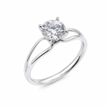 Rhodium Plated 925 Sterling Silver Round Lab Grown Diamond Bypass Engagement Ring - LGMR00012