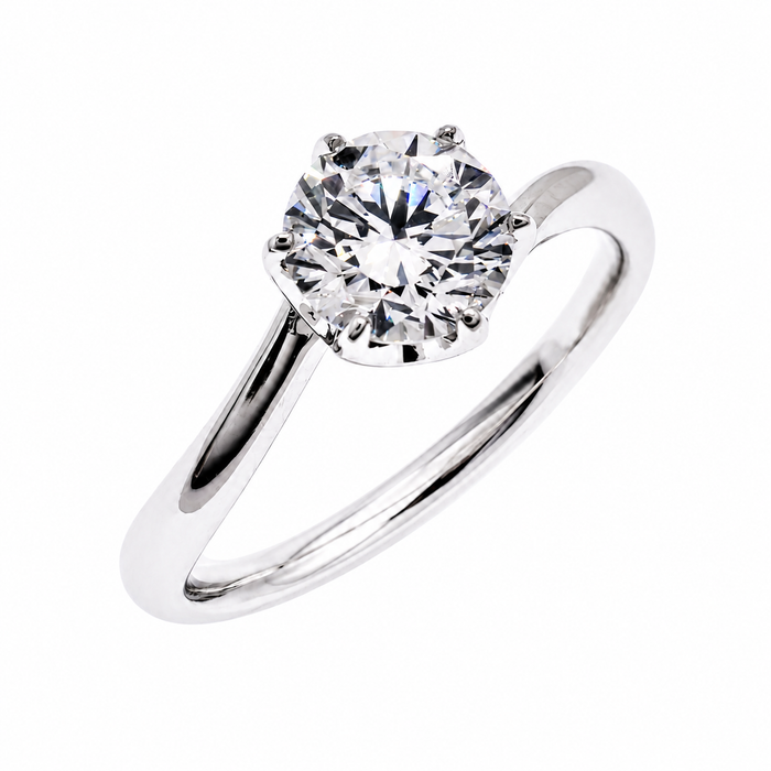Rhodium Plated 925 Sterling Silver Round Lab Grown Diamond Twist Engagement Ring - LGMR00013