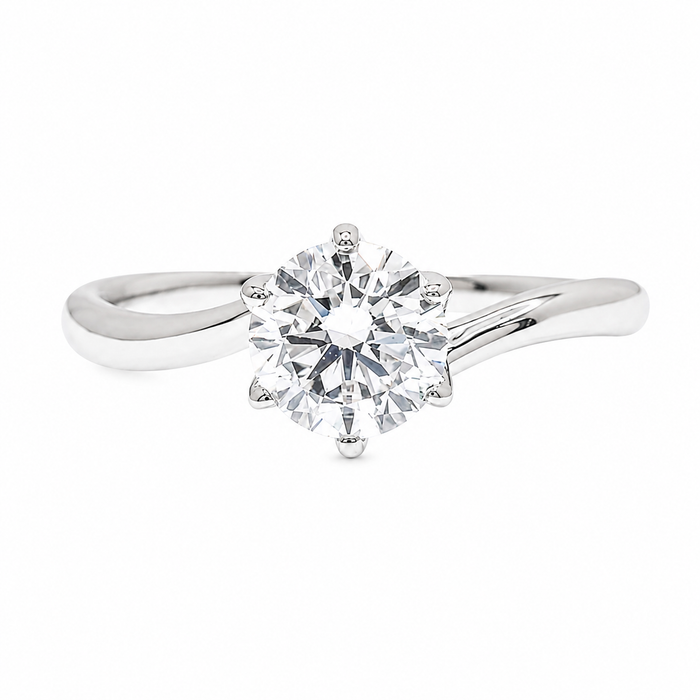 Rhodium Plated 925 Sterling Silver Round Lab Grown Diamond Twist Engagement Ring - LGMR00013