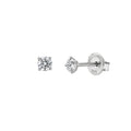 Rhodium Plated 925 Sterling Silver Round Lab Grown Diamonds Martini Setting Push Back Earring