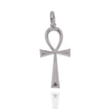 Rhodium Plated 925 Sterling Silver The Ankh Cross 10mm x 20mm Pendant - GMP00207
