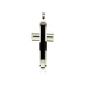Rhodium Plated Stainless Steel Black Cable Cross Pendant - SSP00210