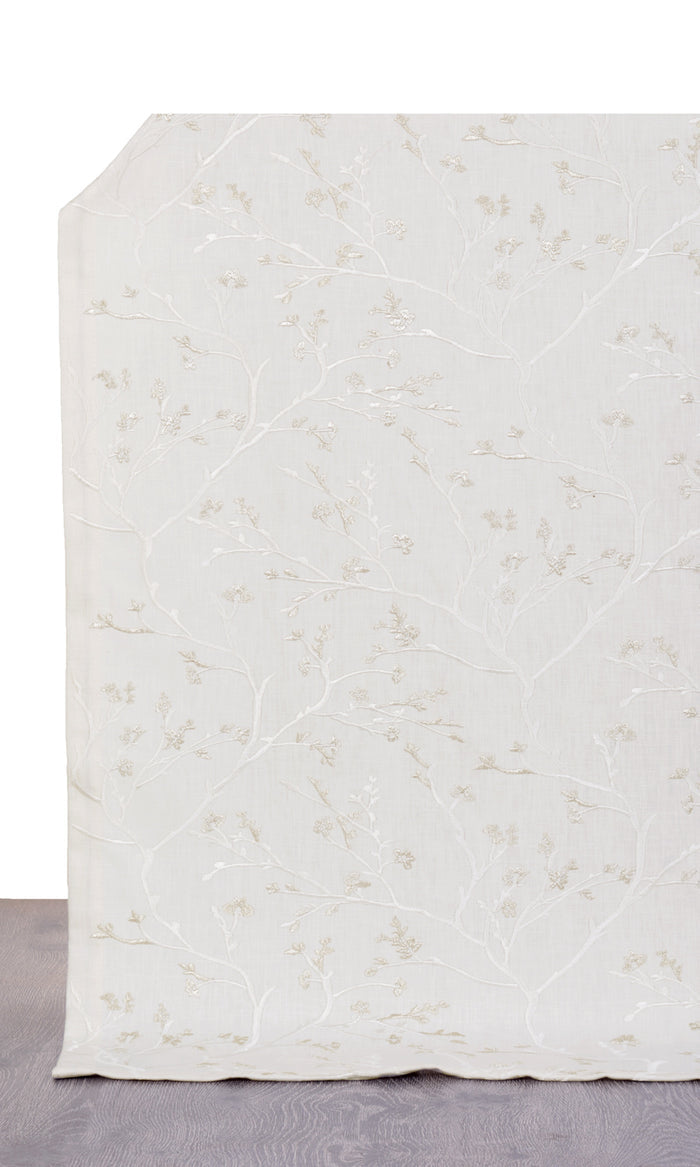 Floral Vine Patterned Any Size Style Curtains (Pure White/ Gray)