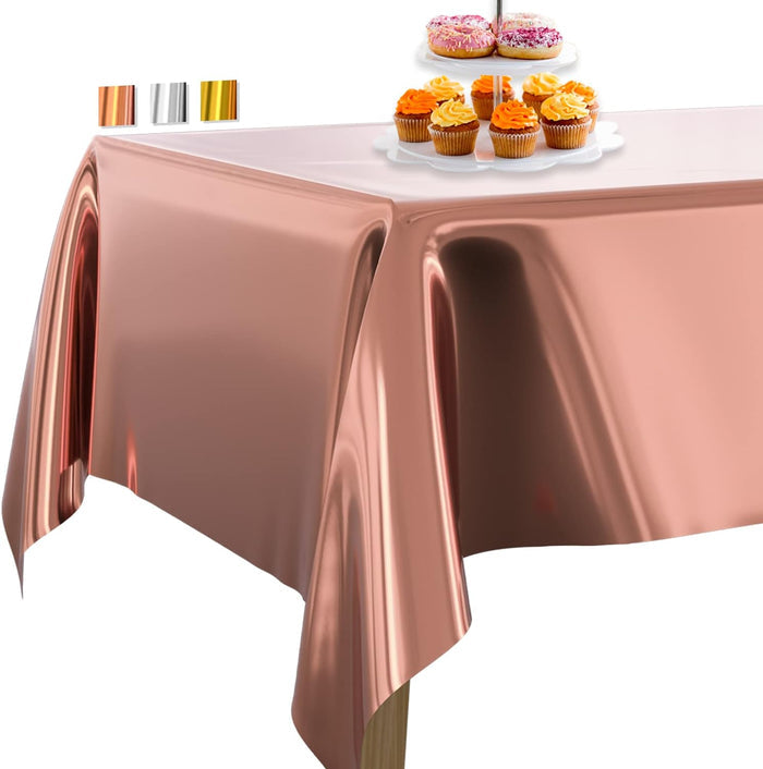 Rose Gold Metallic Disposable Table Cover 54"x108" - Party Wedding Tablecloth