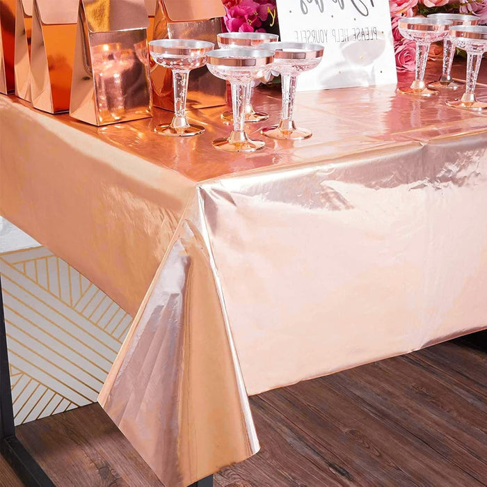 Rose Gold Metallic Disposable Table Cover 54"x108" - Party Wedding Tablecloth