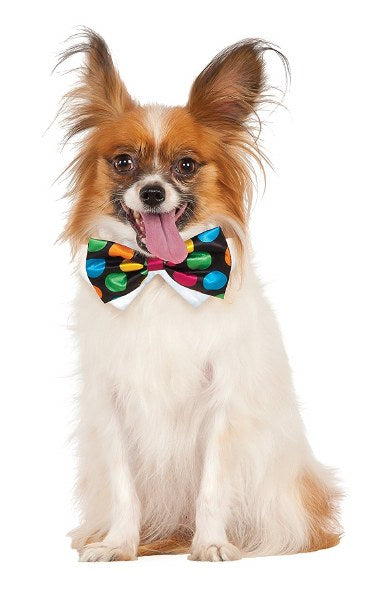 Rubie's Halloween Polka Dot Bowtie Small/Medium Dog Black Colorful Party