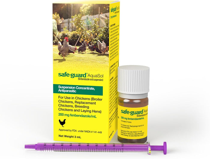 Safe-Guard AquaSol 3mL Chicken Dewormer FDA Approved 5 Day No Egg Withdrawal