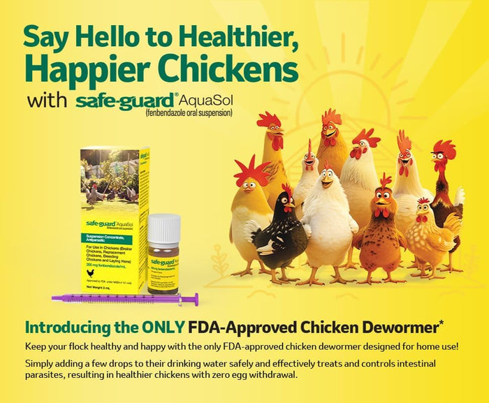 Safe-Guard AquaSol 3mL Chicken Dewormer FDA Approved 5 Day No Egg Withdrawal