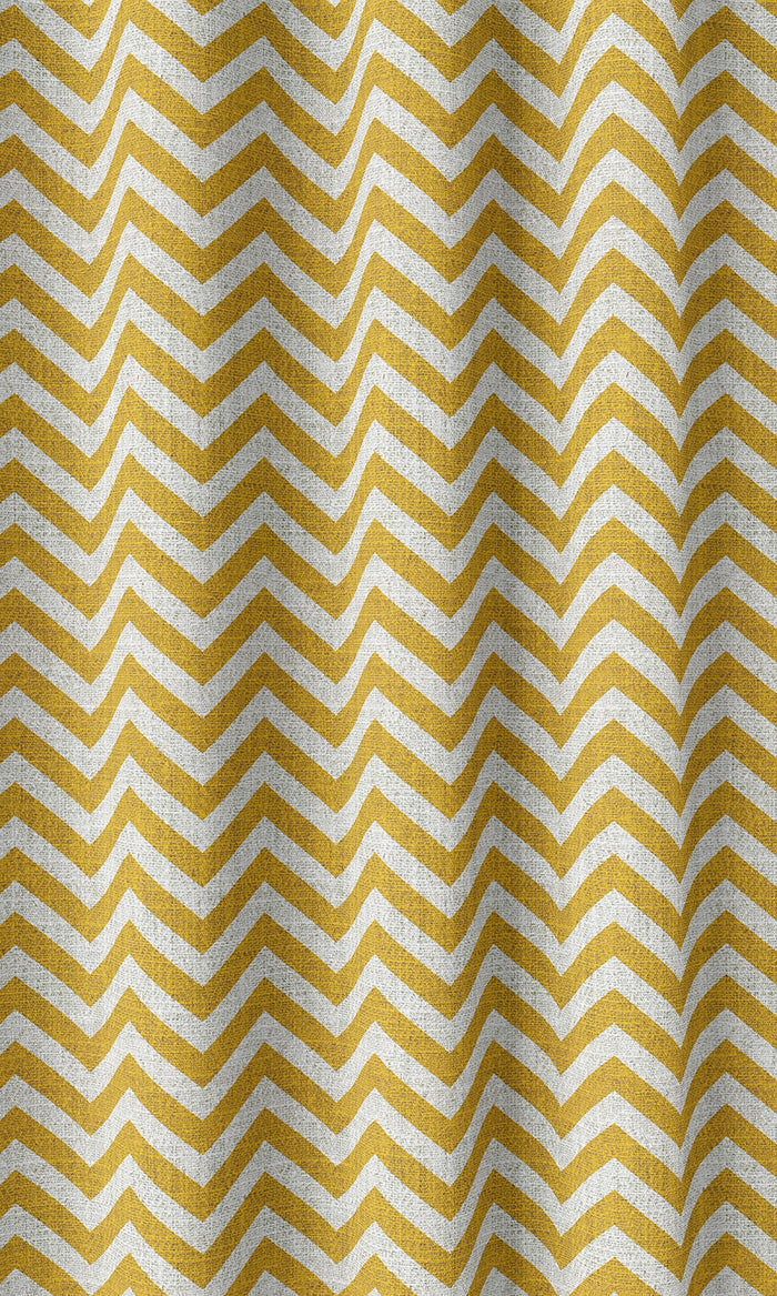 Chevron Print Drapery (Deep Yellow/ White)