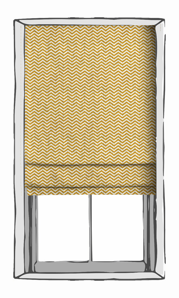 Chevron Print Drapery (Deep Yellow/ White) Extra Long Short Wide
