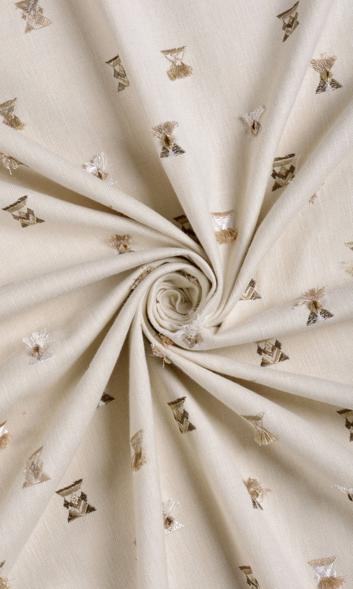 Embroidered Curtains / Drapes / Window Drapery Panels (Beige/ Brown/ White)