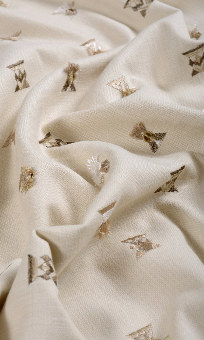 Embroidered Any Size Style Curtains (Beige/ Brown/ White)