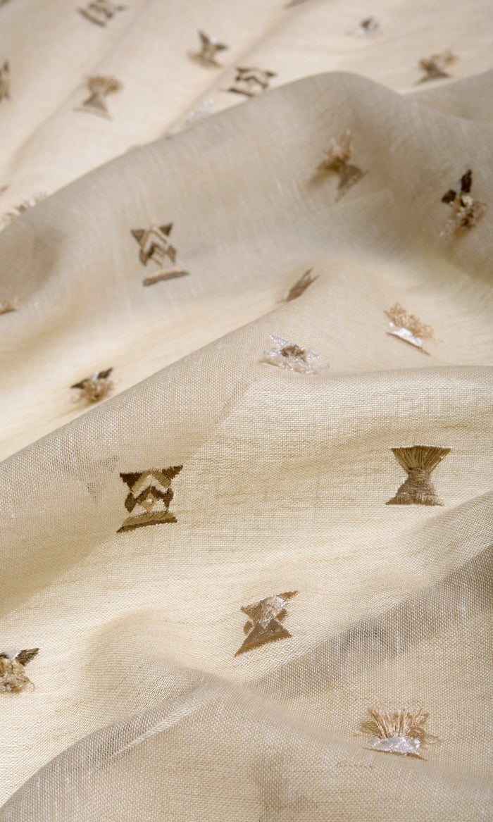 Embroidered Semi-Sheer Any Size Style Curtains (Beige/ Brown)