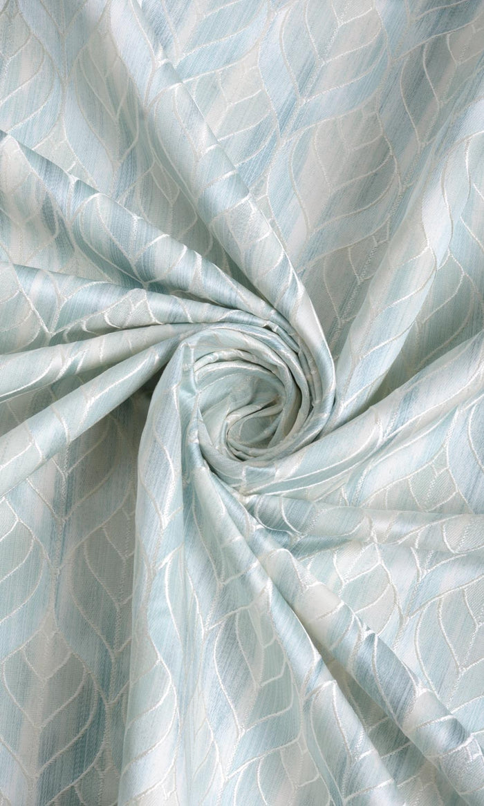 Petal Patterned Pinch Pleat, Rod Pocket, Eyelet Curtains (Pale Aqua Blue)