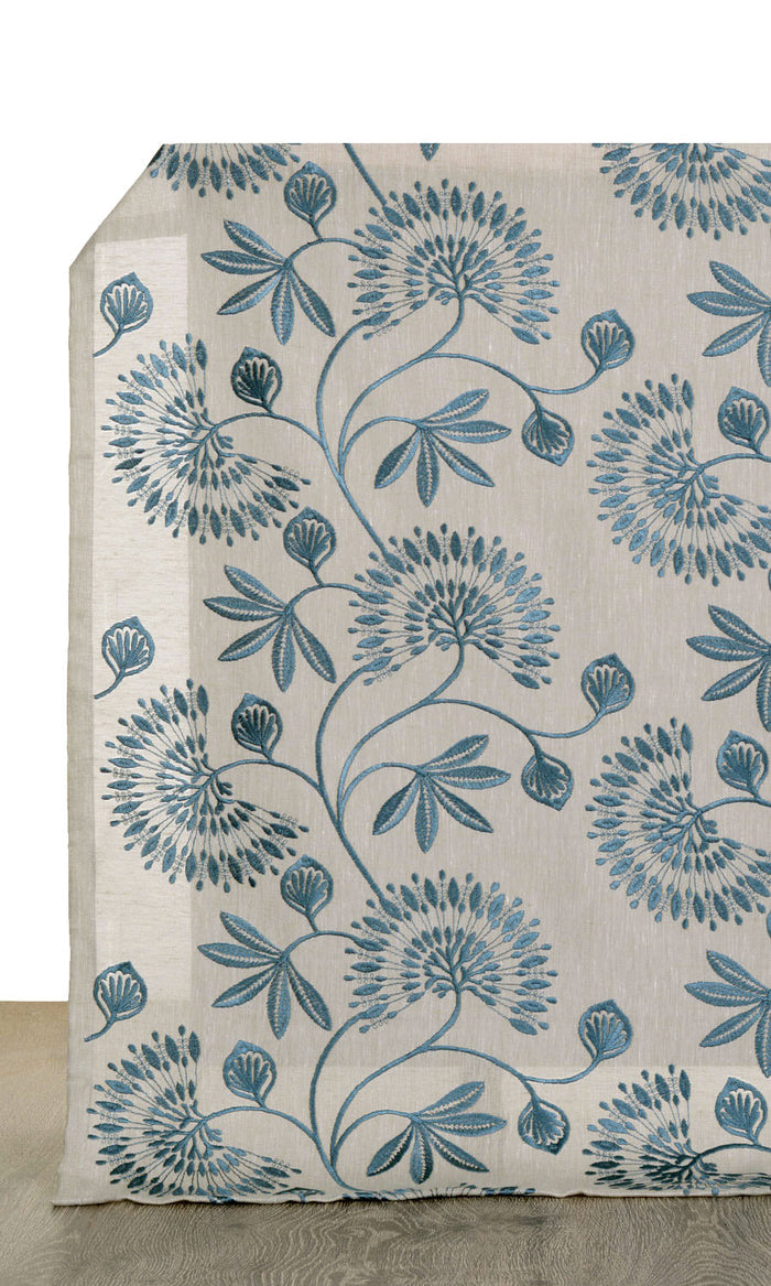 Semi-Sheer Curtains (Beige/ Teal)