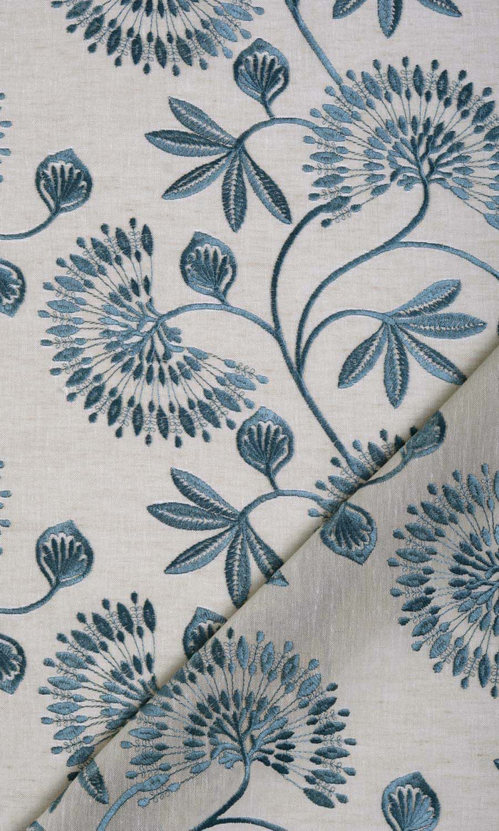 Semi-Sheer Curtains / Drapes / Window Drapery Panels (Beige/ Teal)