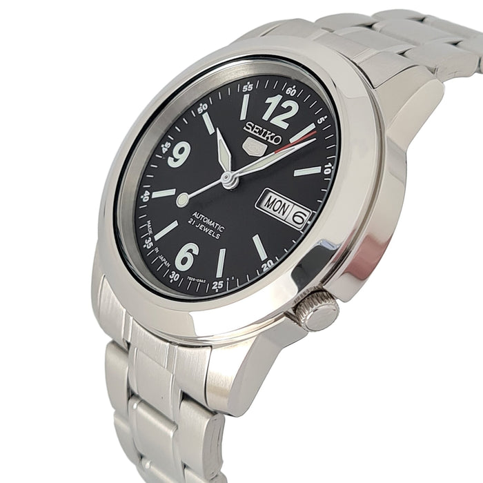 Seiko 5 Automatic Men Black Dial Stainless Steel Band Watch - SNKe63J1
