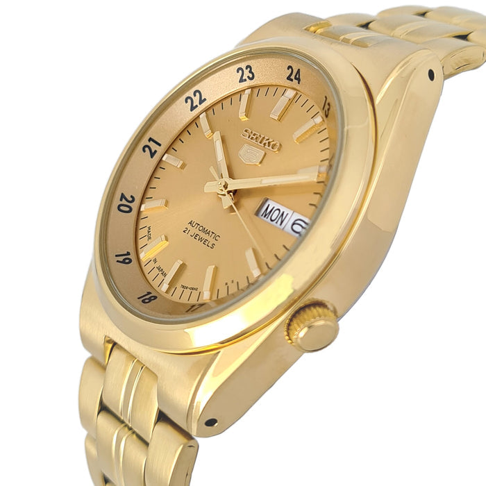 Seiko 5 Men's Gold Dial Stainless Steel Automatic Watch - Snk574J1