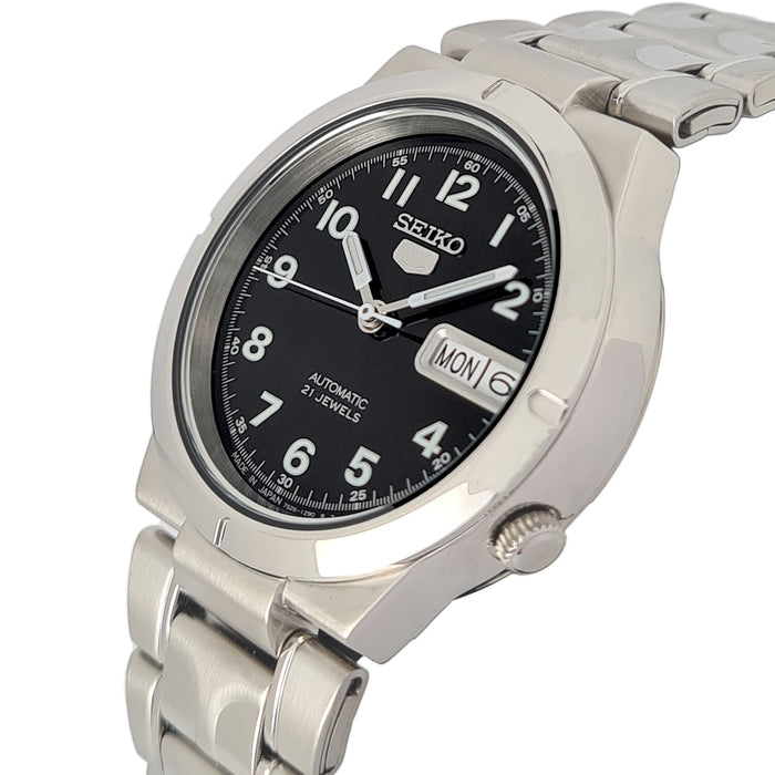 Seiko automatic 21 Jewels Calendar  black dial Stainless steel watch  SNK457J
