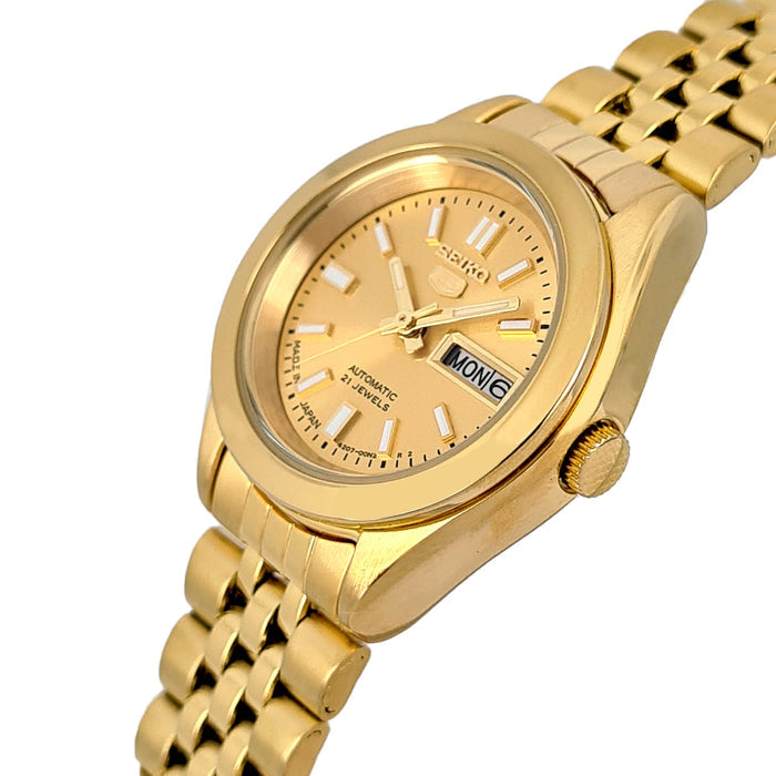 Seiko automatic 21 Jewels Calendar golden Stainless steel ladies watch  SYMF82J