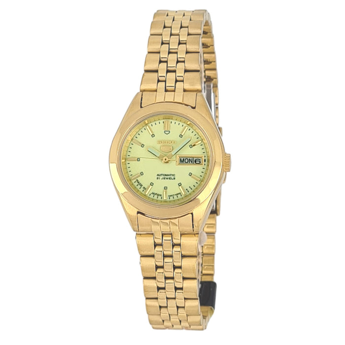 Seiko automatic 21 Jewels Calendar golden Stainless steel ladies watch  SYMG06J