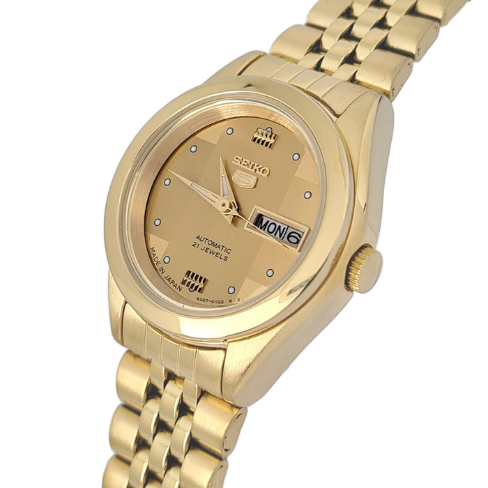 Seiko automatic 21 Jewels Calendar golden Stainless steel ladies watch  SYMG14J