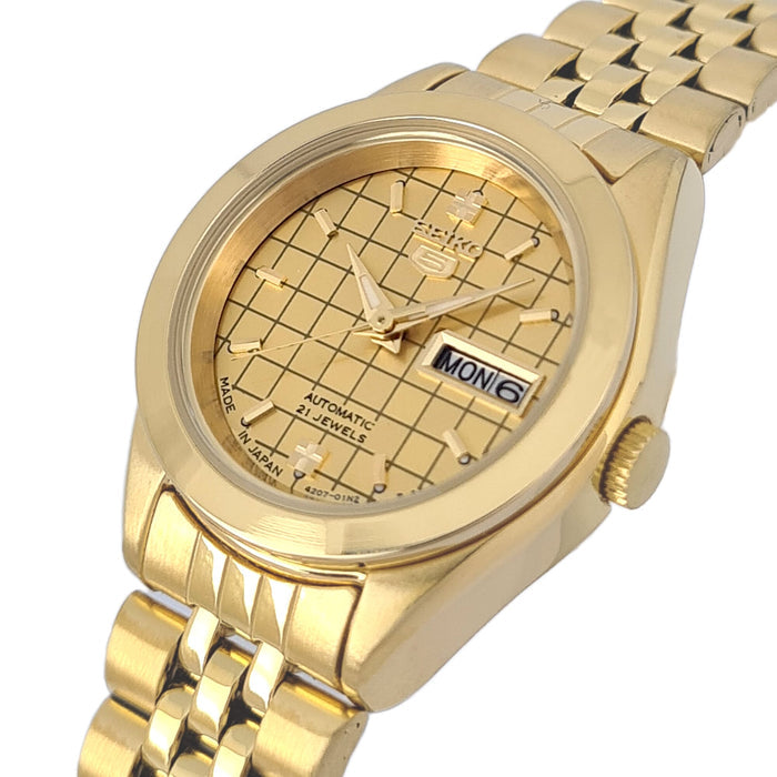 Seiko automatic 21 Jewels Calendar golden Stainless steel ladies watch  SYMG16J