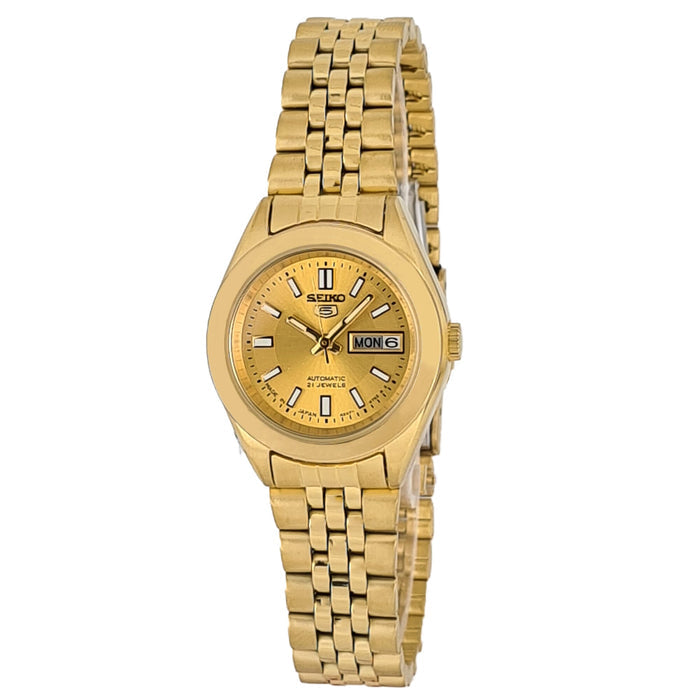 Seiko automatic 21 Jewels Calendar golden Stainless steel ladies watch  SYMH54J