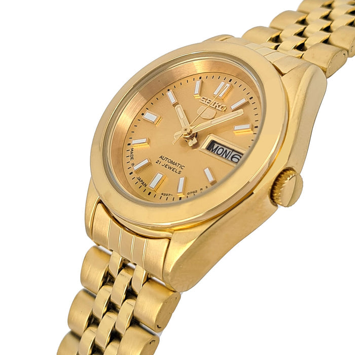 Seiko automatic 21 Jewels Calendar golden Stainless steel ladies watch  SYMH54J