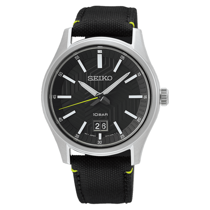 SEIKO Big Date Quartz Black Dial Men's Watch SUR517P1